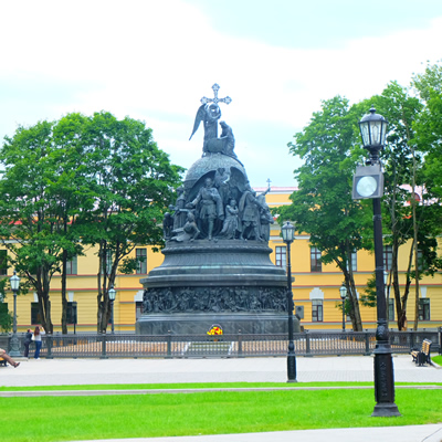 Monument in the kremlin at Veliky Novgorod, Russia, commemorating the 1,000th anniversary of Russia